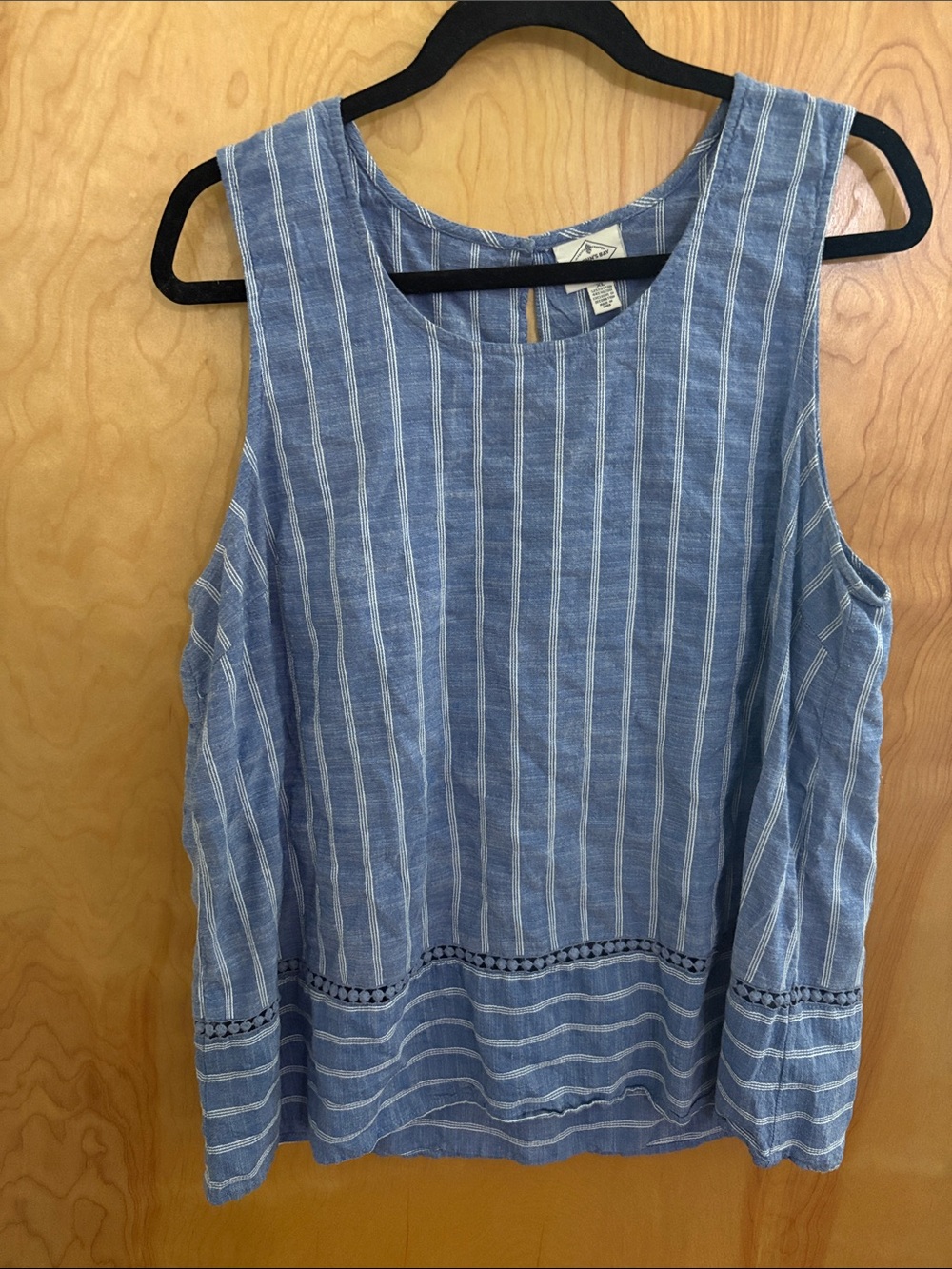 St. John's Bay Blue and White Striped Sleeveless Top